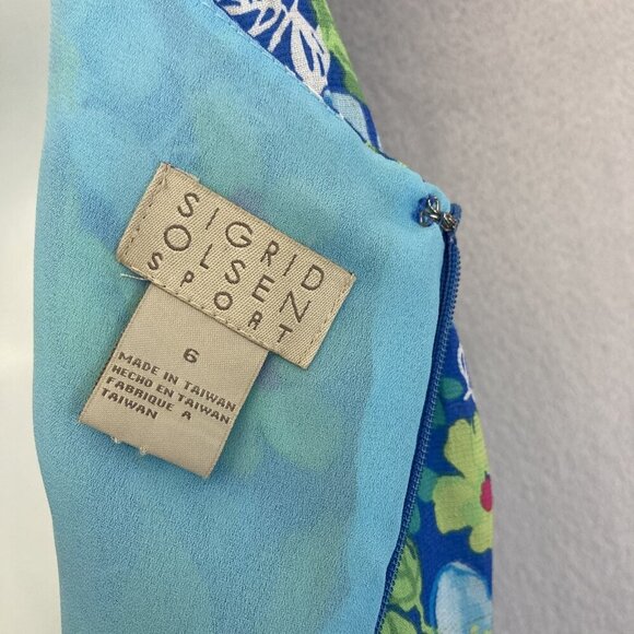 Vintage Y2K Sigrid Olsen Sport Floral Midi Sheath Dress Size 6 Sleeveless 2002 - Picture 5 of 16